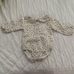 Zara White and Purple Floral Baby Onesie